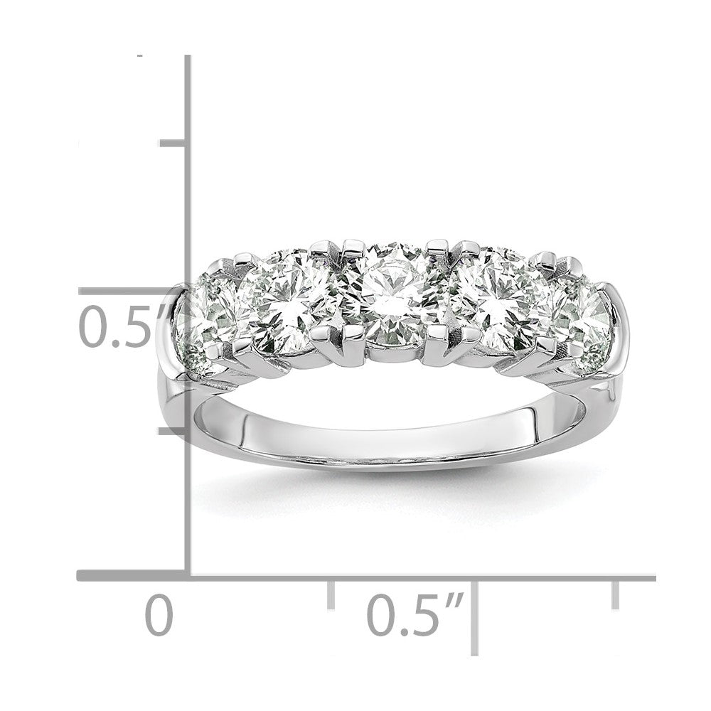 14k White Gold 1 3/4 Ct. Lab Grown Diamond VS/SI+ G+ Five Stone Band Ring