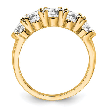 14K Yellow Gold 1 3/4 Carat Lab Grown Diamond Vs/Si+ G+ Five Stone Complete Band