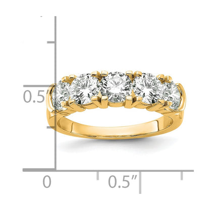 14K Yellow Gold 1 3/4 Carat Lab Grown Diamond Vs/Si+ G+ Five Stone Complete Band