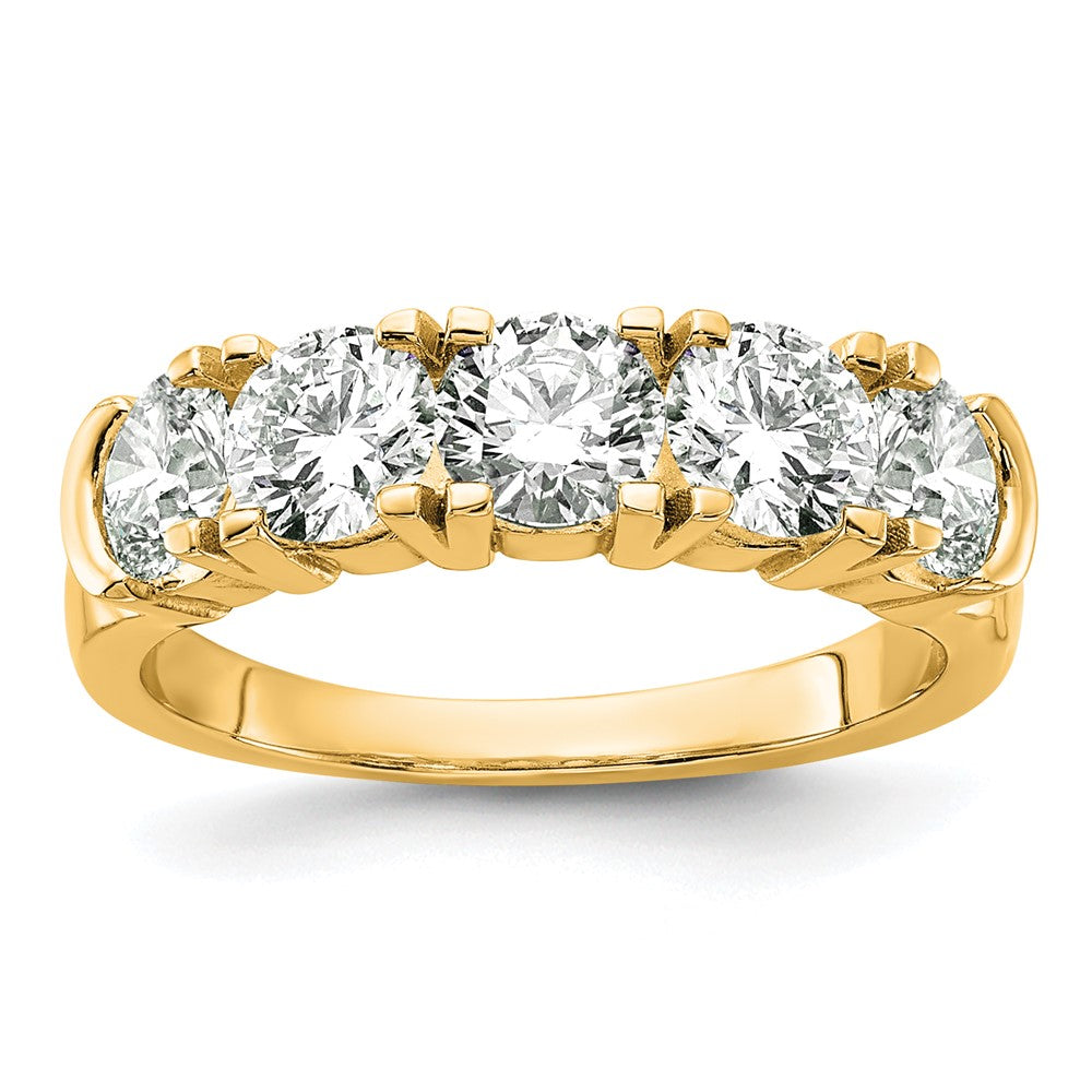 14K Yellow Gold 1 3/4 Carat Lab Grown Diamond Vs/Si+ G+ Five Stone Complete Band