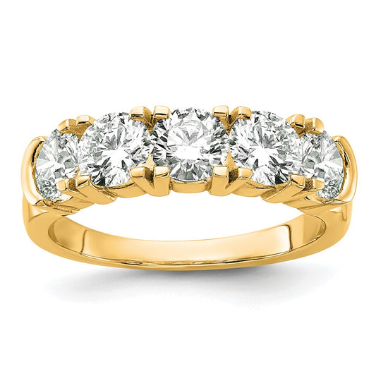 14K Yellow Gold 1 3/4 Carat Lab Grown Diamond Vs/Si+ G+ Five Stone Complete Band