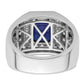 10k White Gold 1 7/8 Ct. Lab Grown Diamond VS/SI+ G+ and Lab Created Blue Sapphire Men's Ring