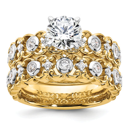 14k Yellow Gold Two Tone 1/5 Ct. Lab Grown Diamond VS/SI+ G+ Peg Set Engagement Ring