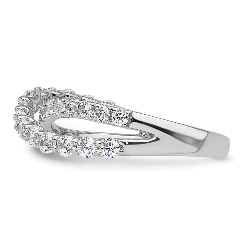 14K White Gold True Origin 1 Carat Lab Grown Diamond Vs D E F Crisscross Band