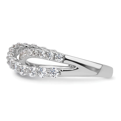 14K White Gold True Origin 1 Carat Lab Grown Diamond Vs D E F Crisscross Band