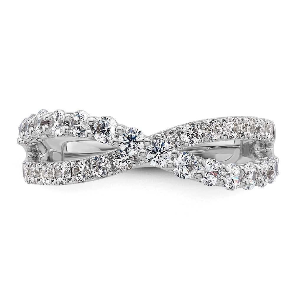 14K White Gold True Origin 1 Carat Lab Grown Diamond Vs D E F Crisscross Band