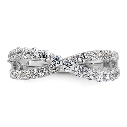 14K White Gold True Origin 1 Carat Lab Grown Diamond Vs D E F Crisscross Band