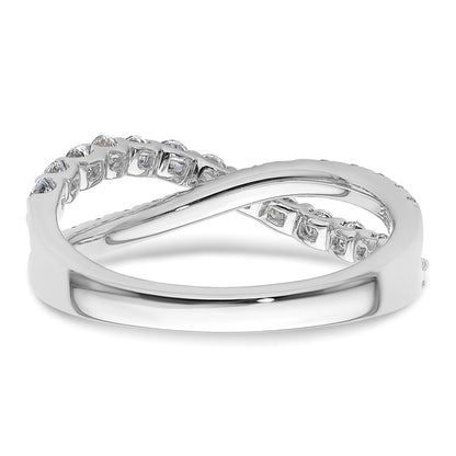 14K White Gold True Origin 1 Carat Lab Grown Diamond Vs D E F Crisscross Band