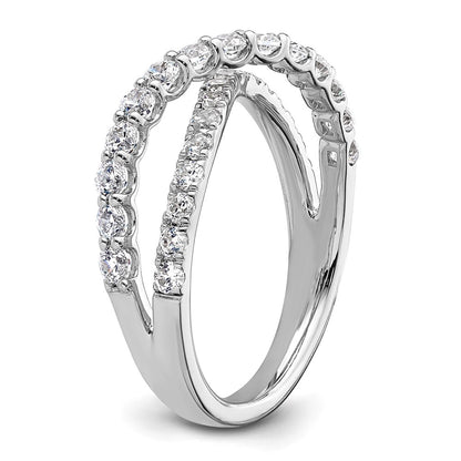 14K White Gold True Origin 1 Carat Lab Grown Diamond Vs D E F Crisscross Band