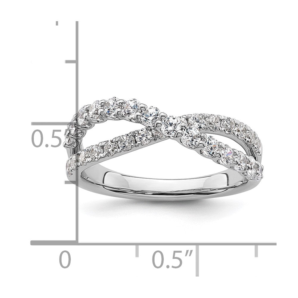 14K White Gold True Origin 1 Carat Lab Grown Diamond Vs D E F Crisscross Band