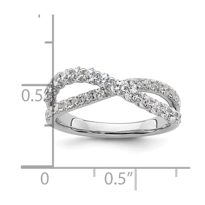 14K White Gold True Origin 1 Carat Lab Grown Diamond Vs D E F Crisscross Band