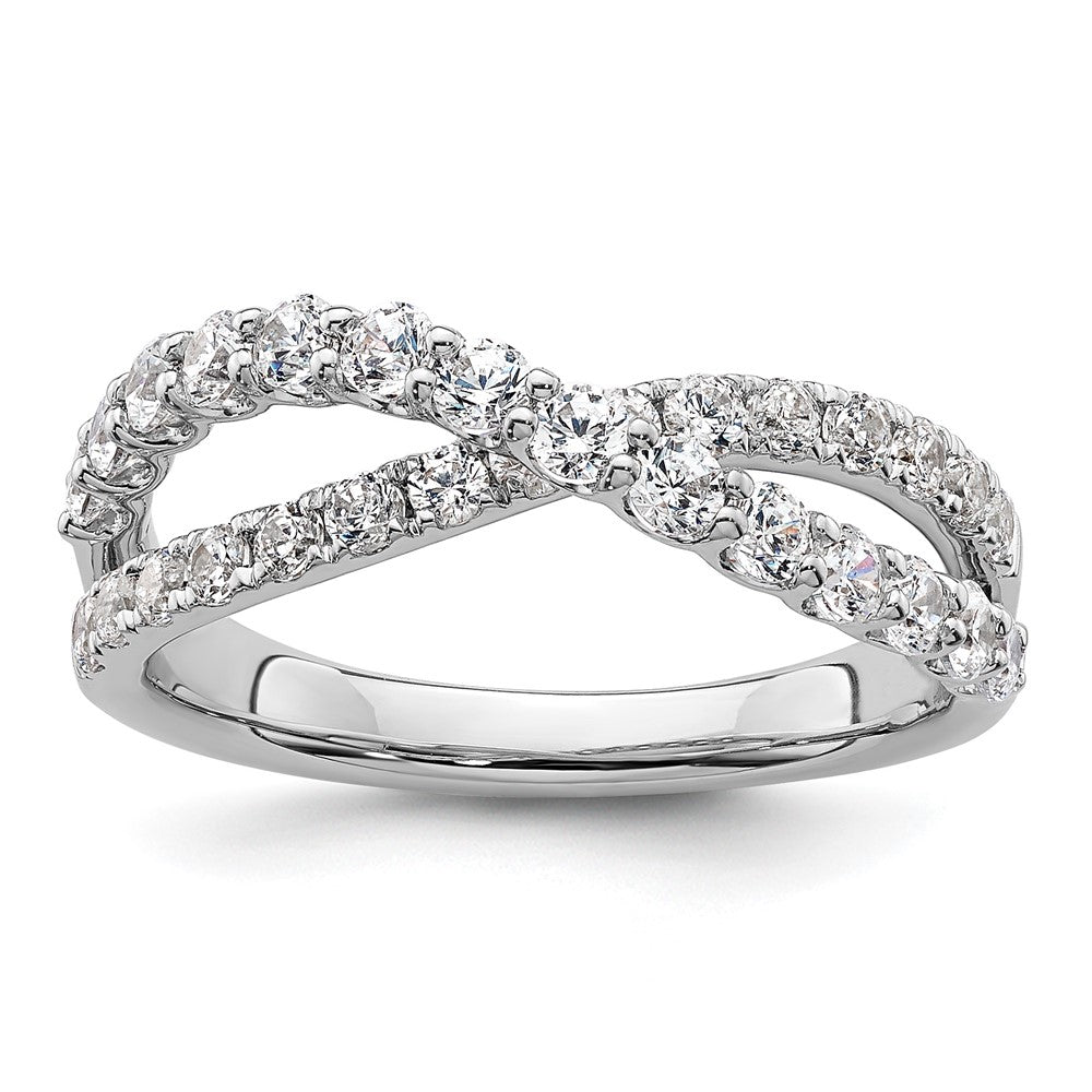 14K White Gold True Origin 1 Carat Lab Grown Diamond Vs D E F Crisscross Band