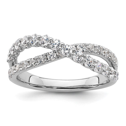 14K White Gold True Origin 1 Carat Lab Grown Diamond Vs D E F Crisscross Band