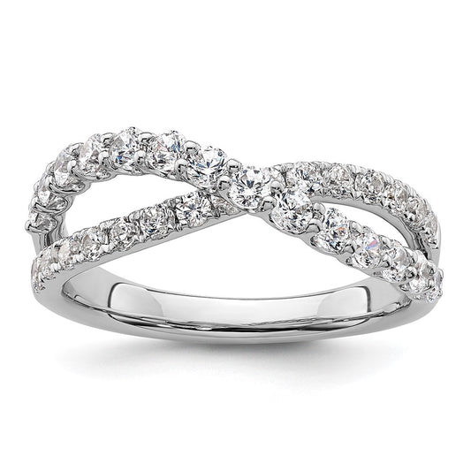 14K White Gold True Origin 1 Carat Lab Grown Diamond Vs D E F Crisscross Band