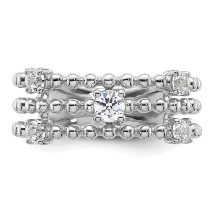 14K White Gold True Origin 3/8 Carat Lab Grown Diamond Vs D E F Triple Band