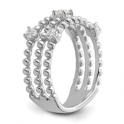 14K White Gold True Origin 3/8 Carat Lab Grown Diamond Vs D E F Triple Band
