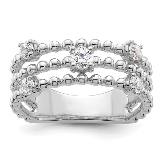 14K White Gold True Origin 3/8 Carat Lab Grown Diamond Vs D E F Triple Band