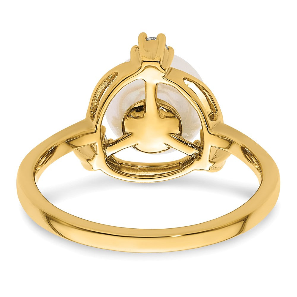 14k Yellow Gold 1/5 Ct. Lab Grown Diamond VS/SI+ G+ and 8.00 mm Round Freshwater Cultured Pearl Ring