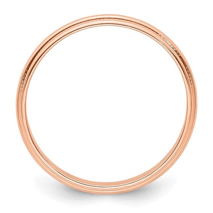 14k Rose Gold 3mm Lightweight Milgrain Half Round Wedding Band Ring