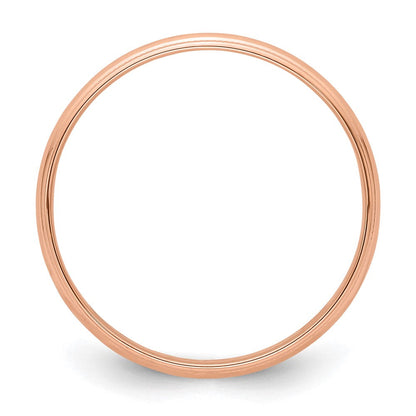 18k Rose Gold 4mm Lightweight Milgrain Half Round Wedding Band Ring