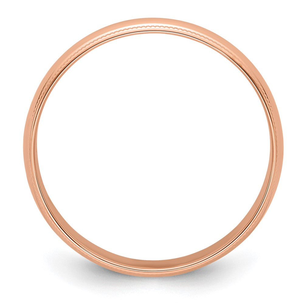 14k Rose Gold 5mm Lightweight Milgrain Half Round Wedding Band Ring