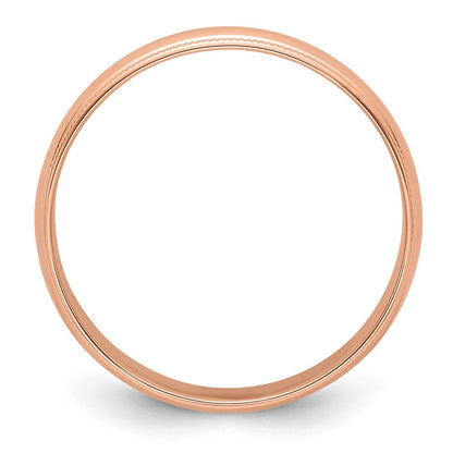 14k Rose Gold 5mm Lightweight Milgrain Half Round Wedding Band Ring