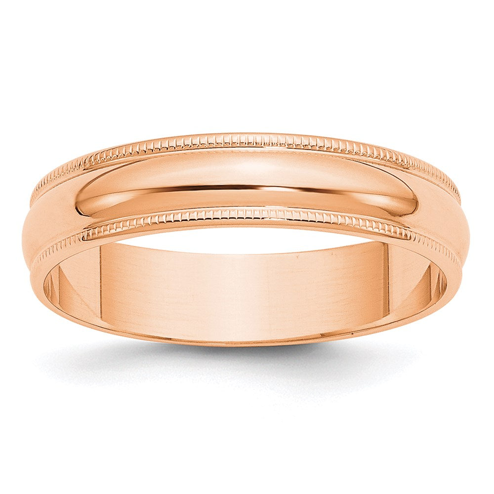 18k Rose Gold 5mm Lightweight Milgrain Half Round Wedding Band Ring