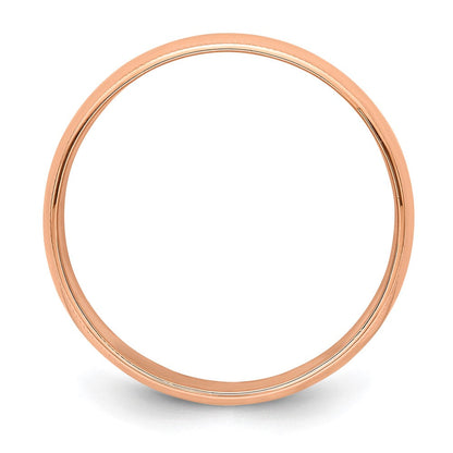 14k Rose Gold 6mm Lightweight Milgrain Half Round Wedding Band Ring