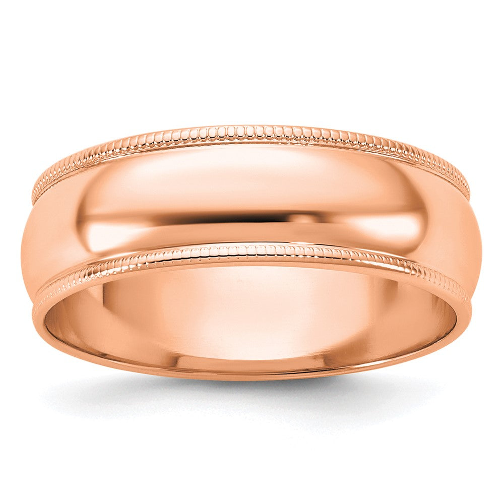 14k Rose Gold 6mm Lightweight Milgrain Half Round Wedding Band Ring