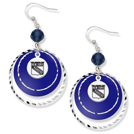 Brass/White New York Rangers Game Day Earrings