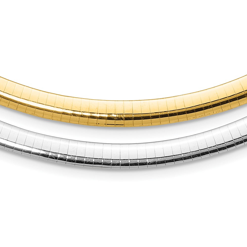 14K Two-Tone 6mm Reversible White & Yellow Domed Omega Necklace