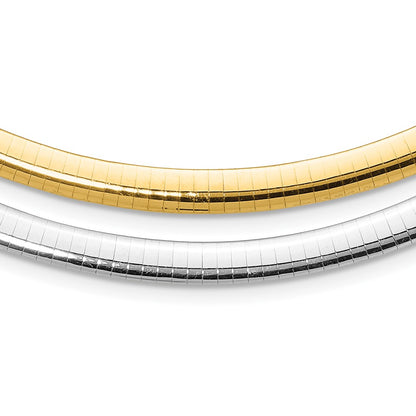 14K Two-Tone 6mm Reversible White & Yellow Domed Omega Necklace