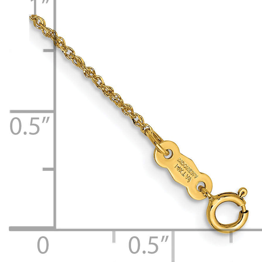 14K Yellow Gold 6 Inch 1.1mm Ropa With Spring Ring Clasp Chain Bracelet
