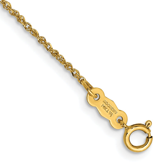 14K Yellow Gold 5.5 Inch 1.1mm Ropa With Spring Ring Clasp Chain Bracelet