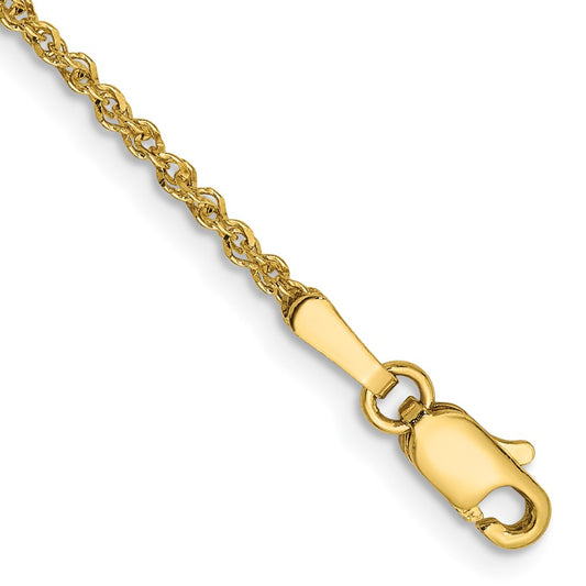 14K Yellow Gold 9 Inch 1.7mm Ropa With Lobster Clasp Anklet