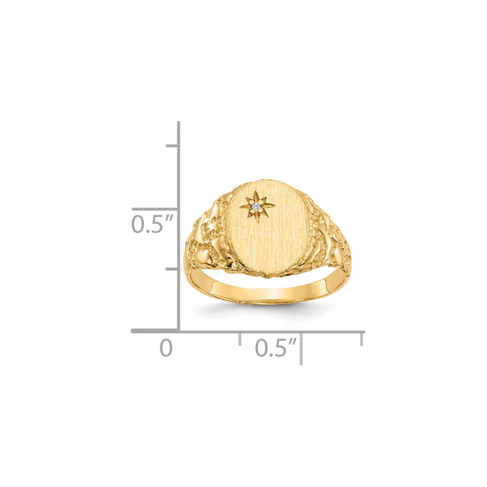 14K Yellow Gold 11.0x9.0mm Real Diamond Signet Ring