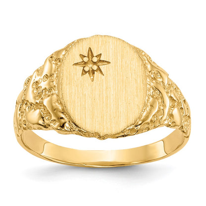 14K Yellow Gold 11.0X9.0mm Closed Back Diamond Signet Ring Mounting