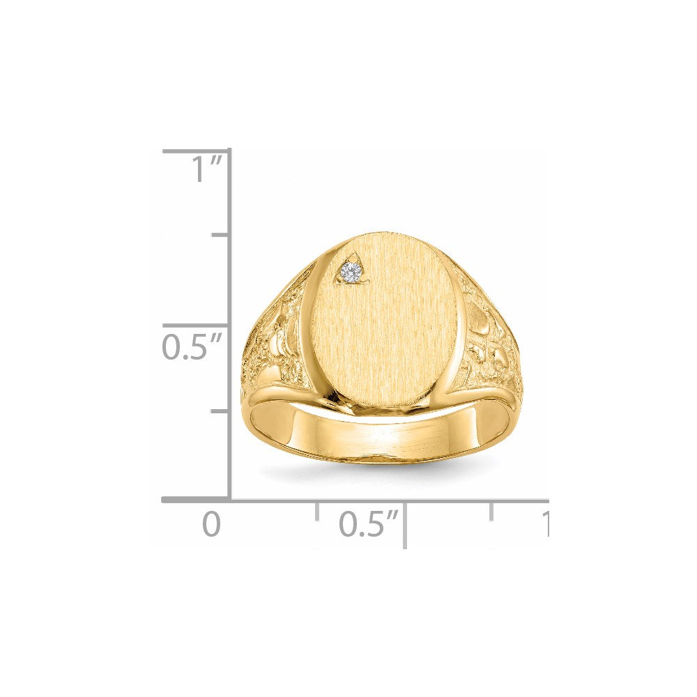 14K Yellow Gold 15.0x11.0mm Open Back VS Real Diamond Men's Signet Ring