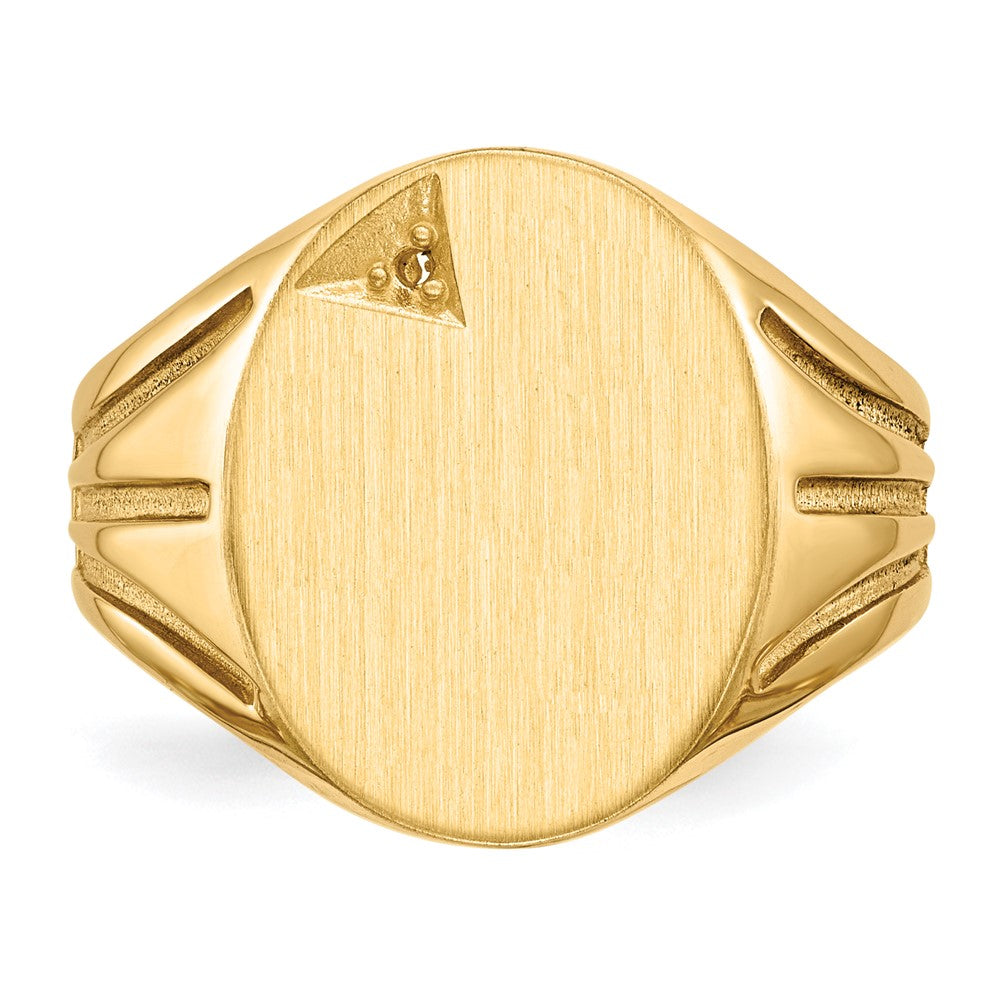 14K Yellow Gold 16.0X14.0mm Open Back Diamond Men'S Signet Ring Mounting