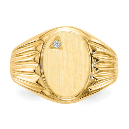 14K Yellow Gold 13.5X10.0mm Open Back A Diamond Men'S Signet Ring