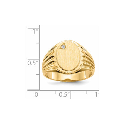 14K Yellow Gold 13.5X10.0mm Open Back A Diamond Men'S Signet Ring