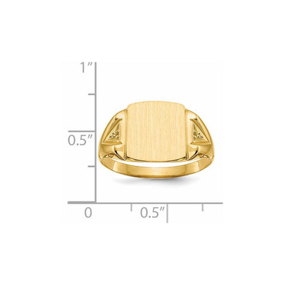 14K Yellow Gold 12.0X11.0mm Open Back Diamond Men'S Signet Ring Mounting
