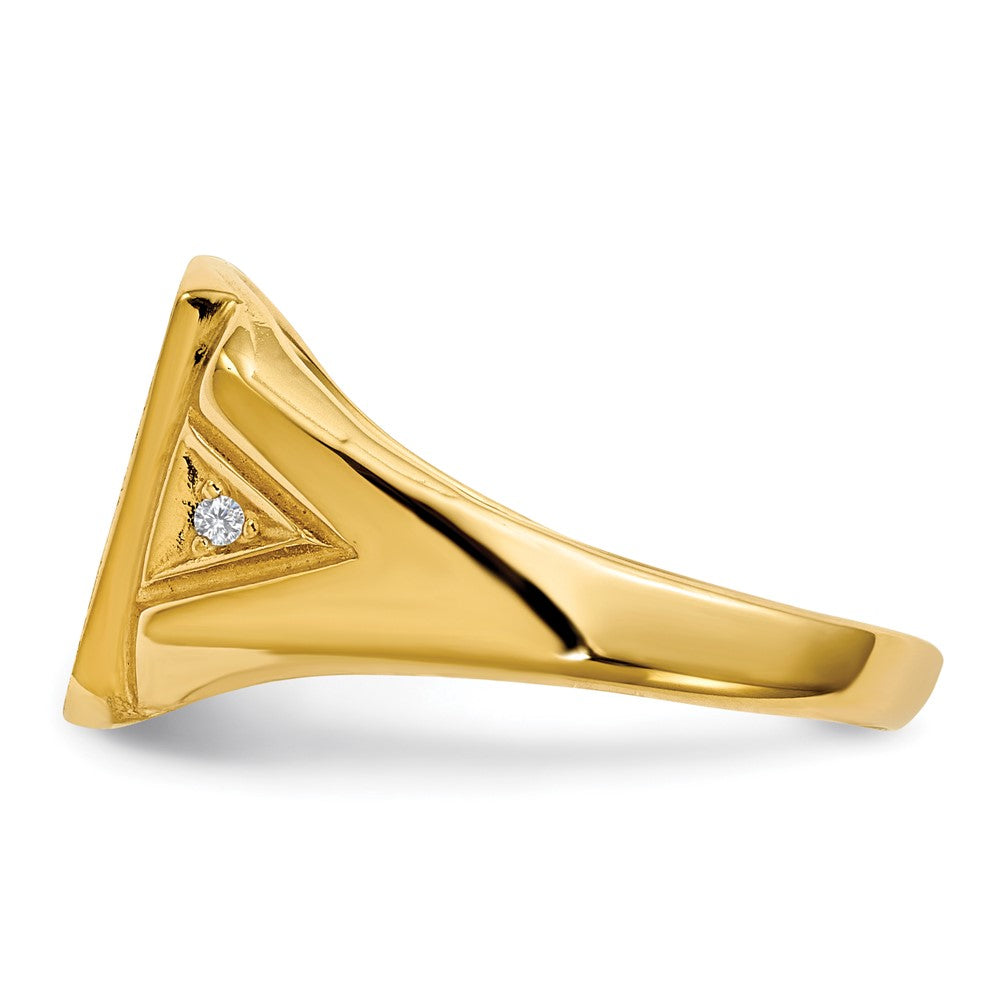 14K Yellow Gold 12.0x11.0mm Open Back AAA Real Diamond Men's Signet Ring