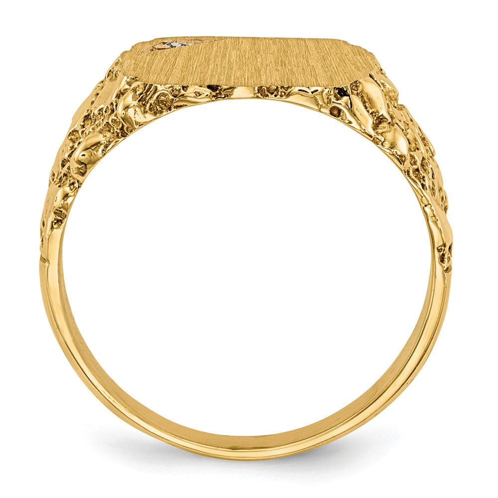 14K Yellow Gold 10.0X11.5mm Aa Diamond Closed Back Signet Ring
