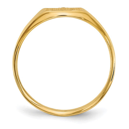 14K Yellow Gold 8.0X7.0mm Closed Back Aa Diamond Signet Ring