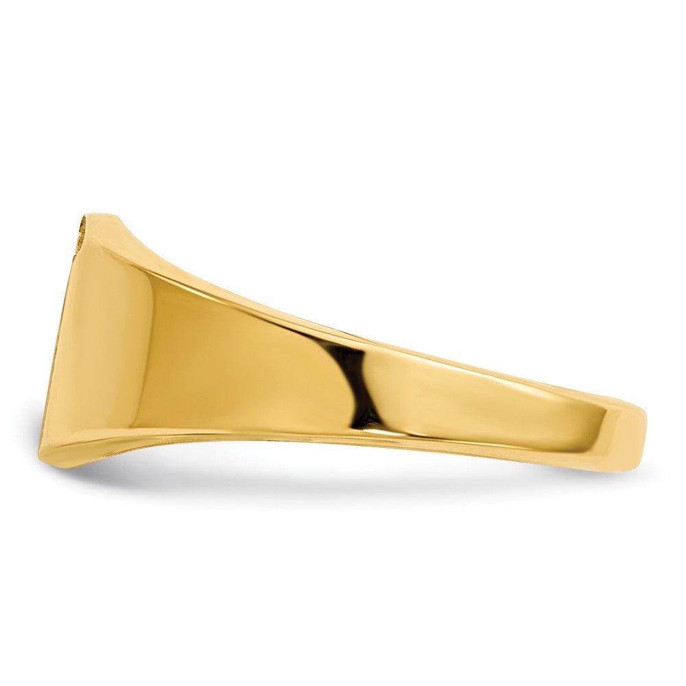14K Yellow Gold 8.0X7.0mm Closed Back Aa Diamond Signet Ring