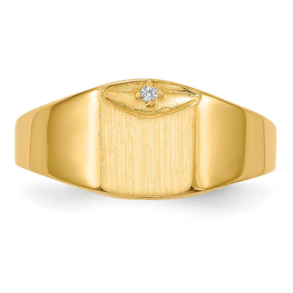 14K Yellow Gold 8.0X7.0mm Closed Back Aa Diamond Signet Ring