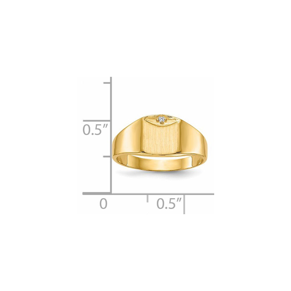 14K Yellow Gold 8.0X7.0mm Closed Back Aa Diamond Signet Ring