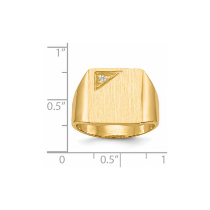 14K Yellow Gold 14.0x13.0mm Closed Back VS Real Diamond Men's Signet Ring