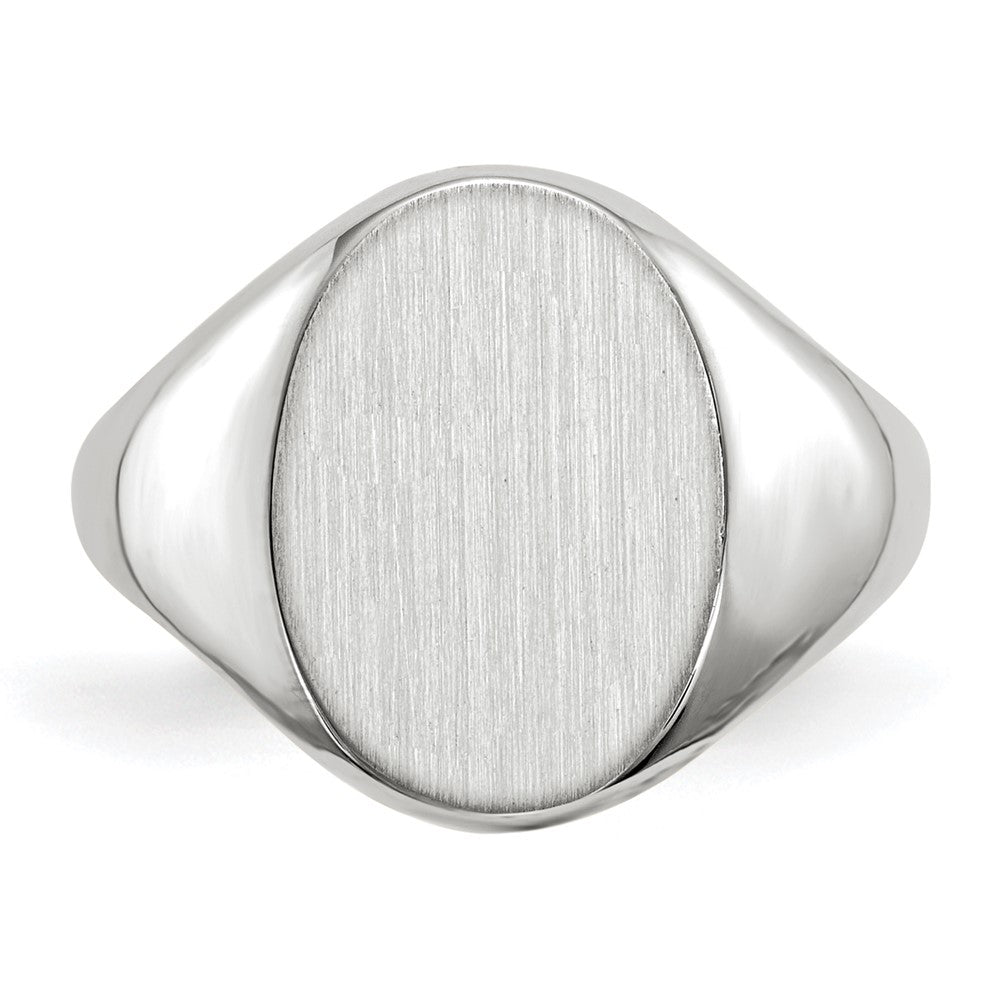 10K White Gold 11.5X8.0mm Closed Back Signet Ring